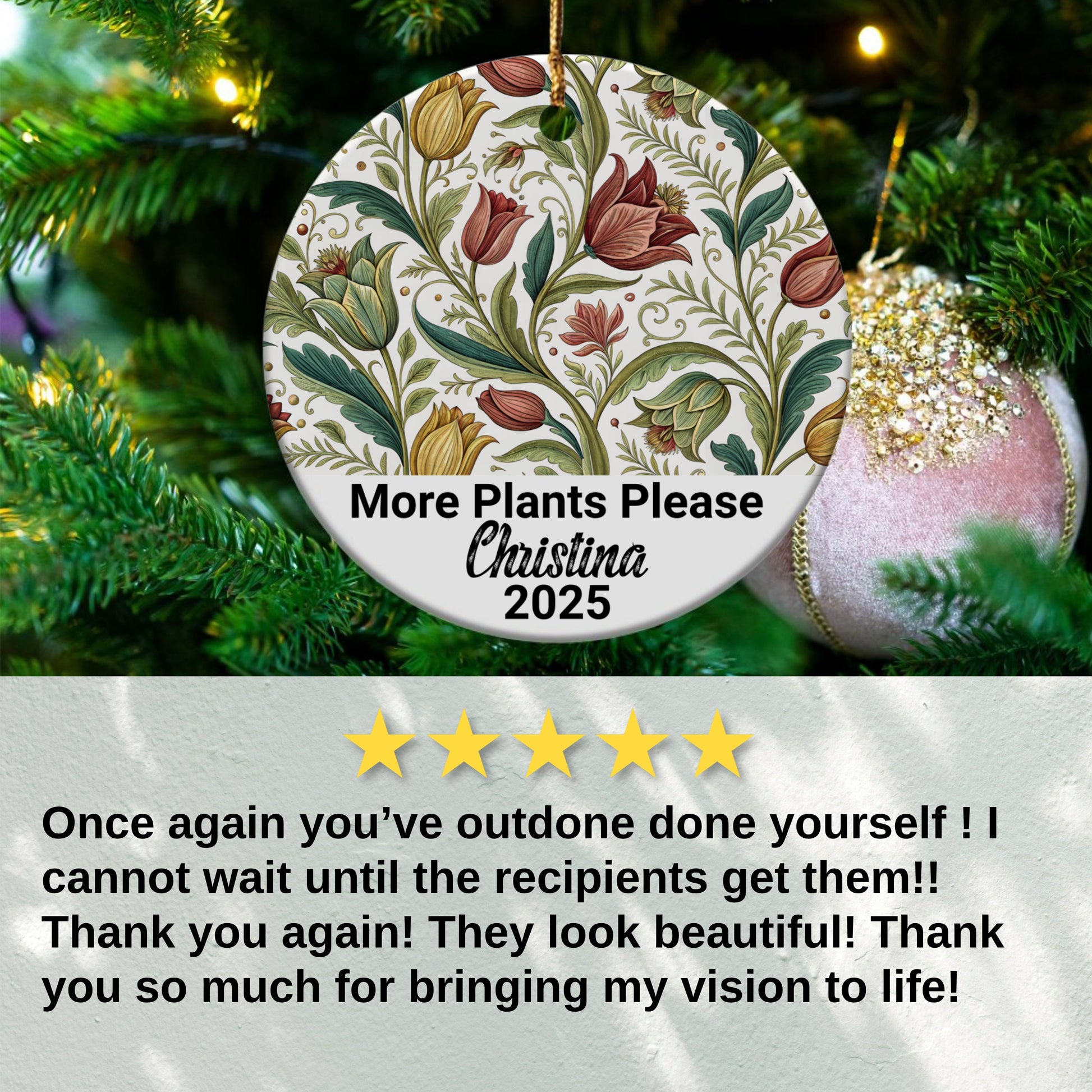 Floral Pattern Personalized Christmas Ornament product type