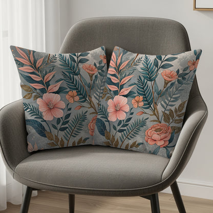 Decorative Floral Pattern Cushion with Botanical Design