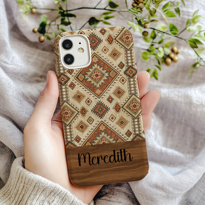 Vintage Ethnic Diamond Pattern Personalize it Custom Phone Case - Walk Greener