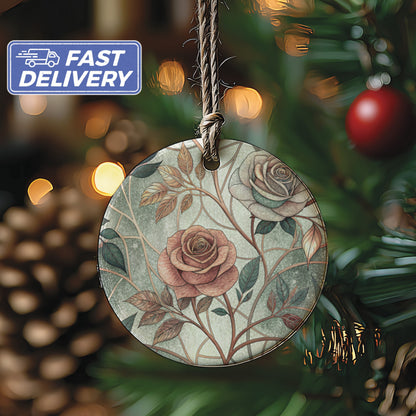 Elegant Vintage Rose Design Christmas Ornament Decor