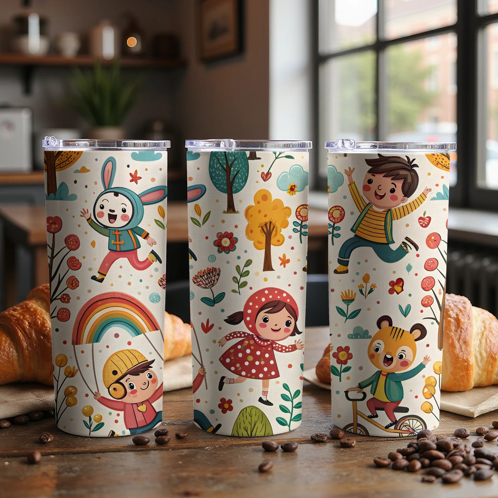 Adorable Colorful Children's Characters Illustrated Tumbler