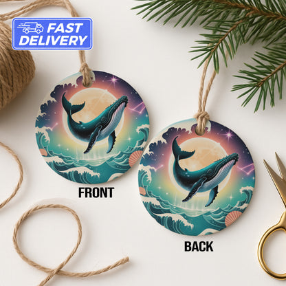 Whimsical Whale Ocean Scene Hanging Ornament product