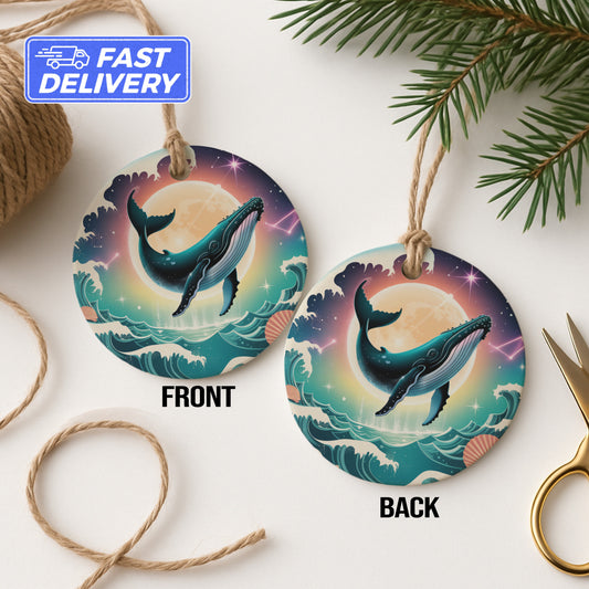Whimsical Whale Ocean Scene Hanging Ornament product