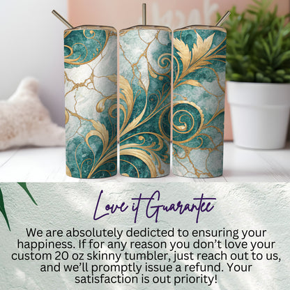 Custom 20 oz Skinny Tumbler with Ornate Design