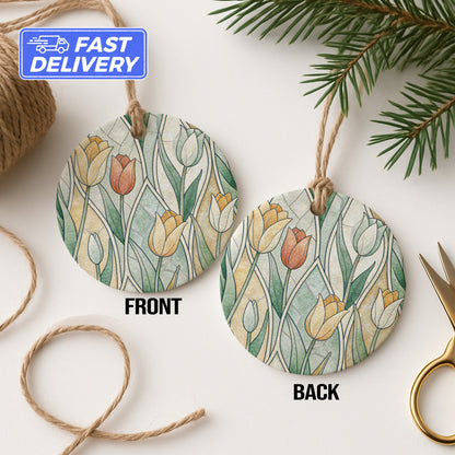 Floral Design Round Ornament for Seasonal Decoration