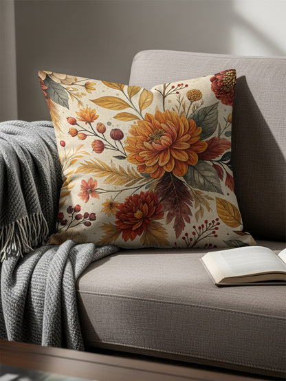 Autumn Floral Design Throw Pillow for Seasonal Decor