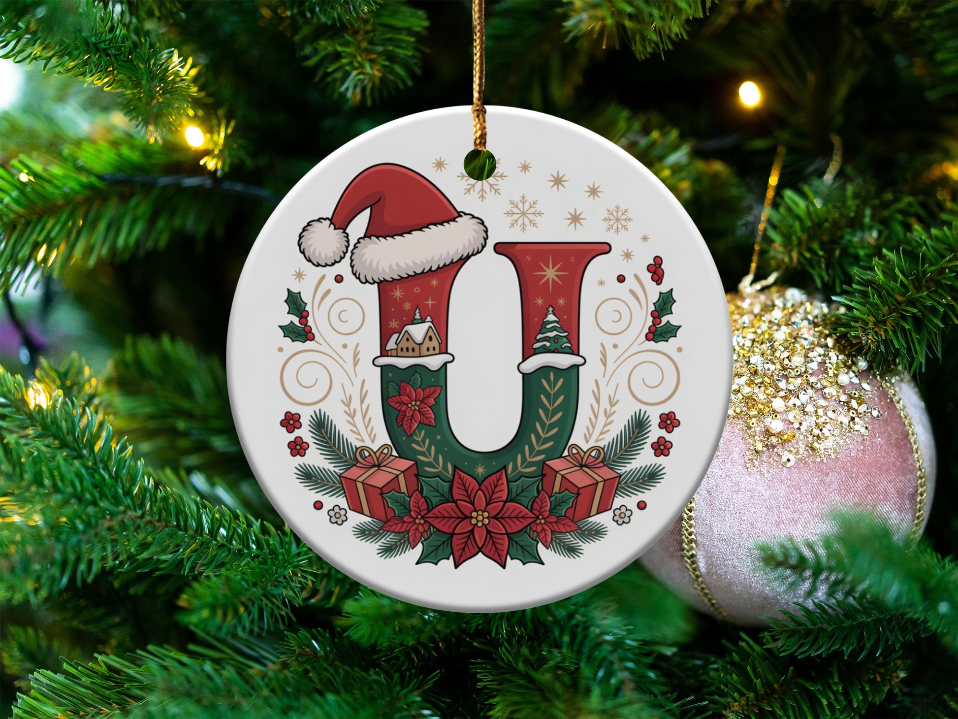 Christmas U Alphabet Ornament Festive Holiday product