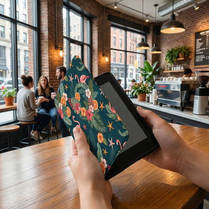 Colorful Tropical Flamingo and Floral Pattern Kindle Cover