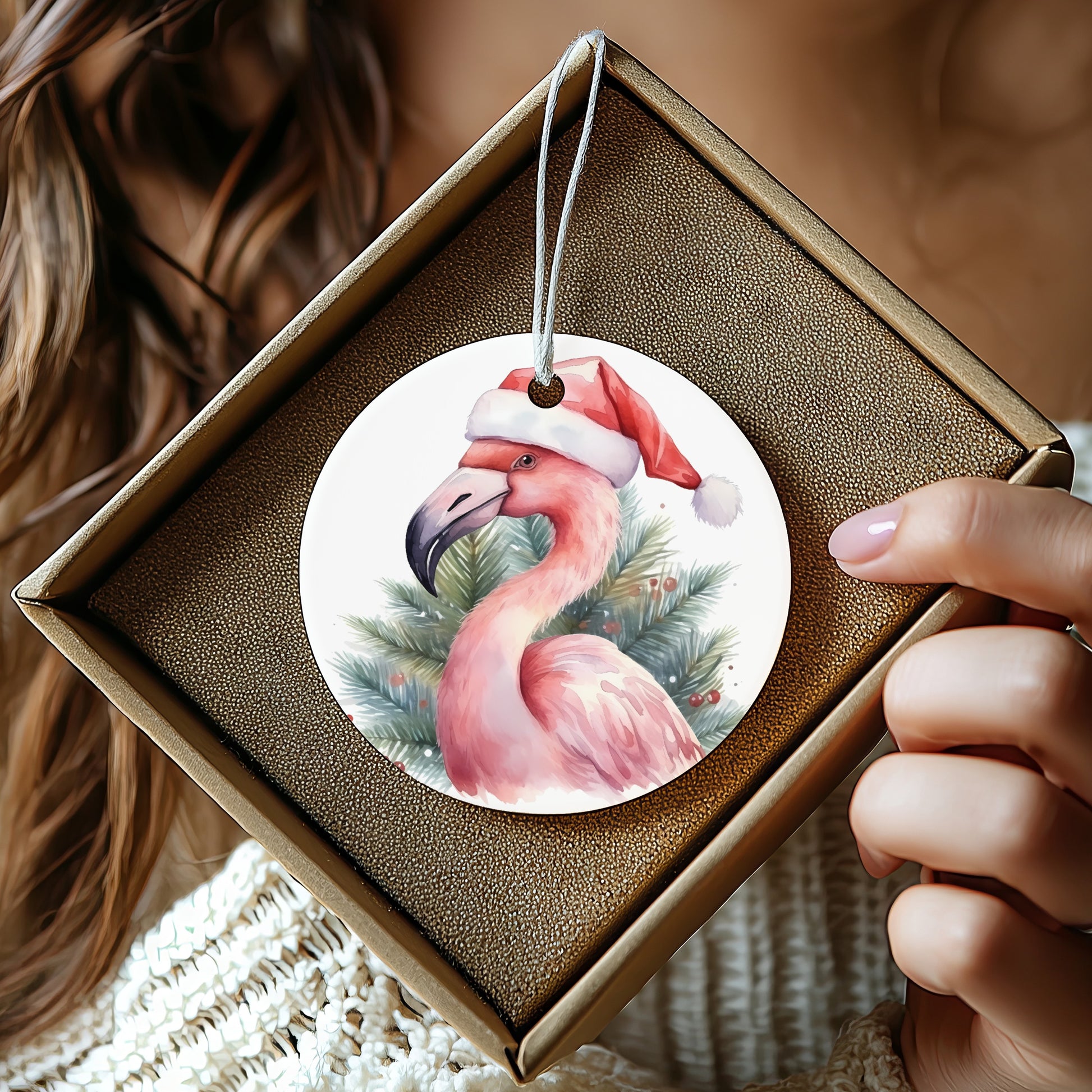 Festive Flamingo Christmas Ornament for Holiday Decor product