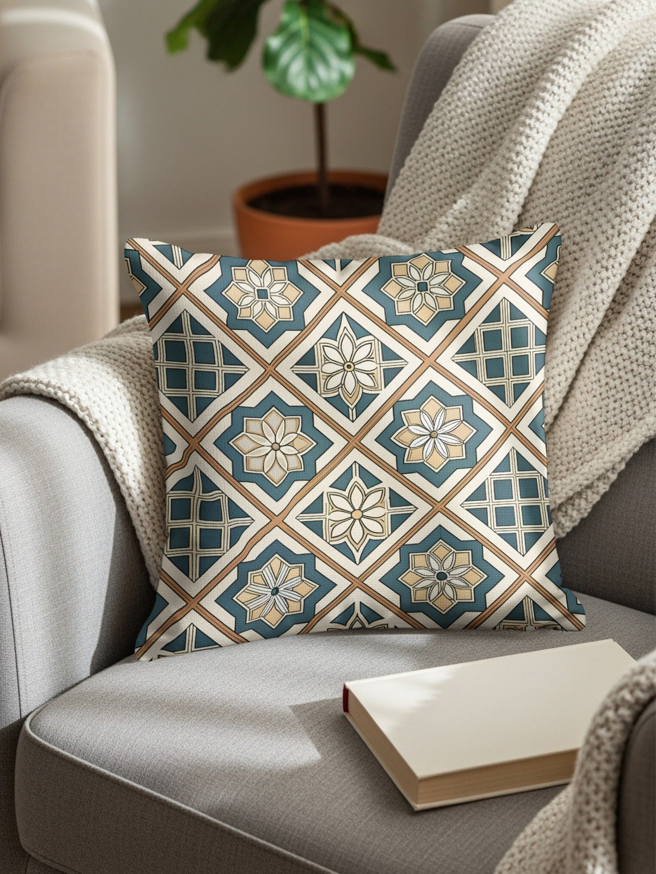 Elegant Floral Geometric Pattern Pillows & Pillow Cases - Walk Greener