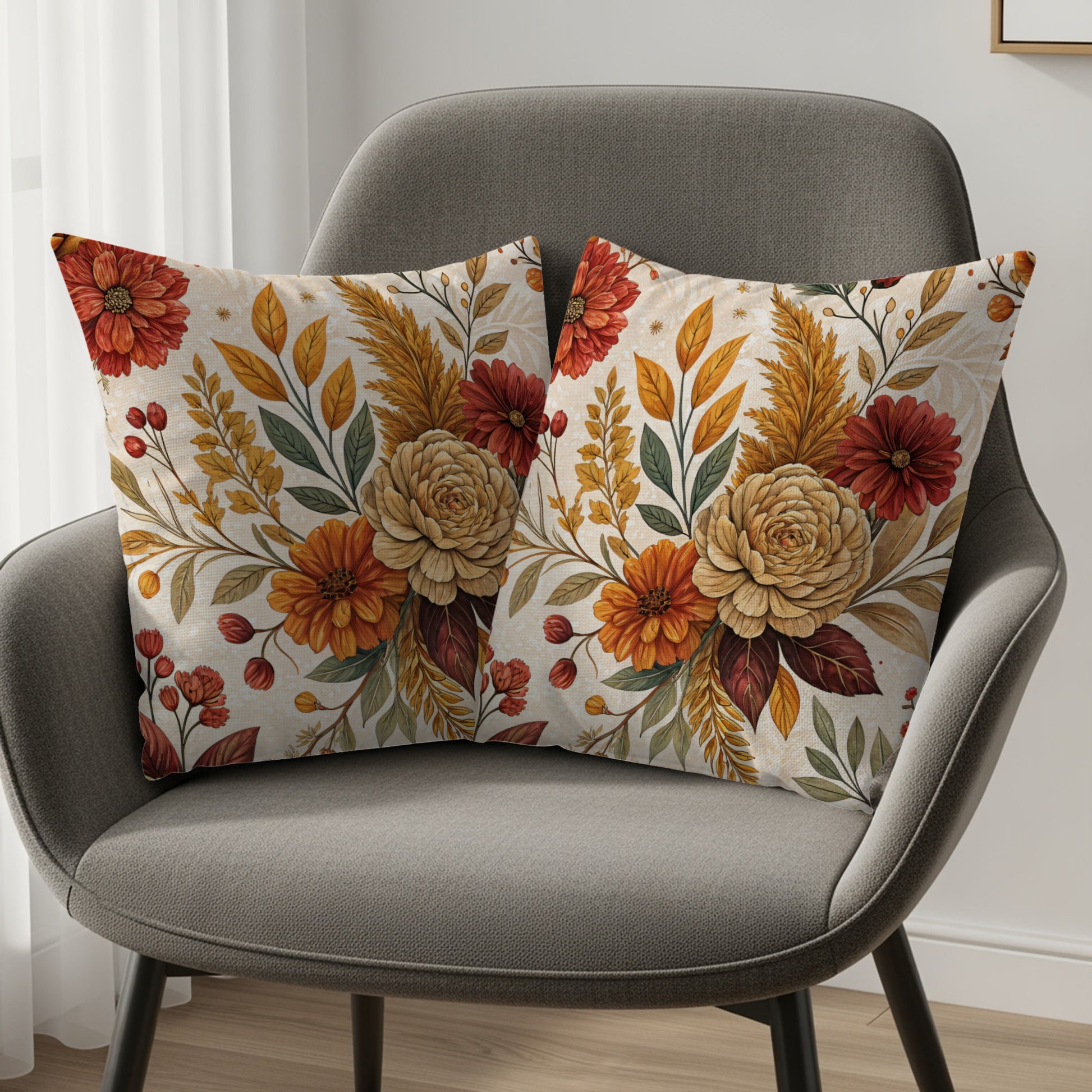 Elegant Floral Decorative Throw Pillow Cushion Cover