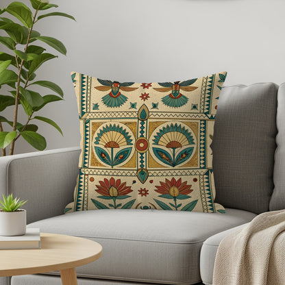 Bohemian Floral Design Print Decorative Throw Pillow