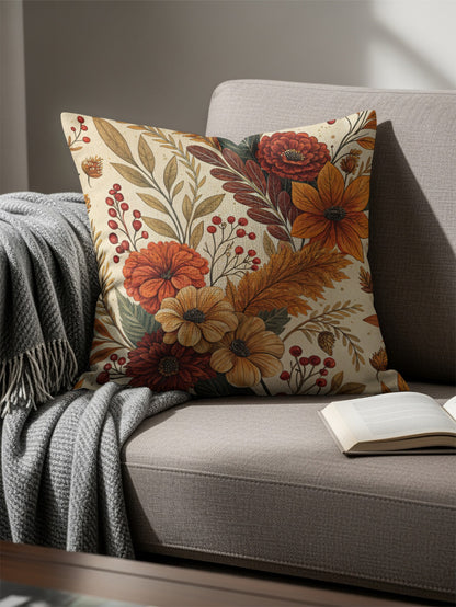 Autumn Floral Pattern Decorative Throw Pillow Product