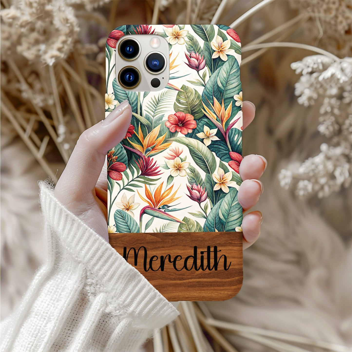 Personalized Tropical Floral Design Phone Case