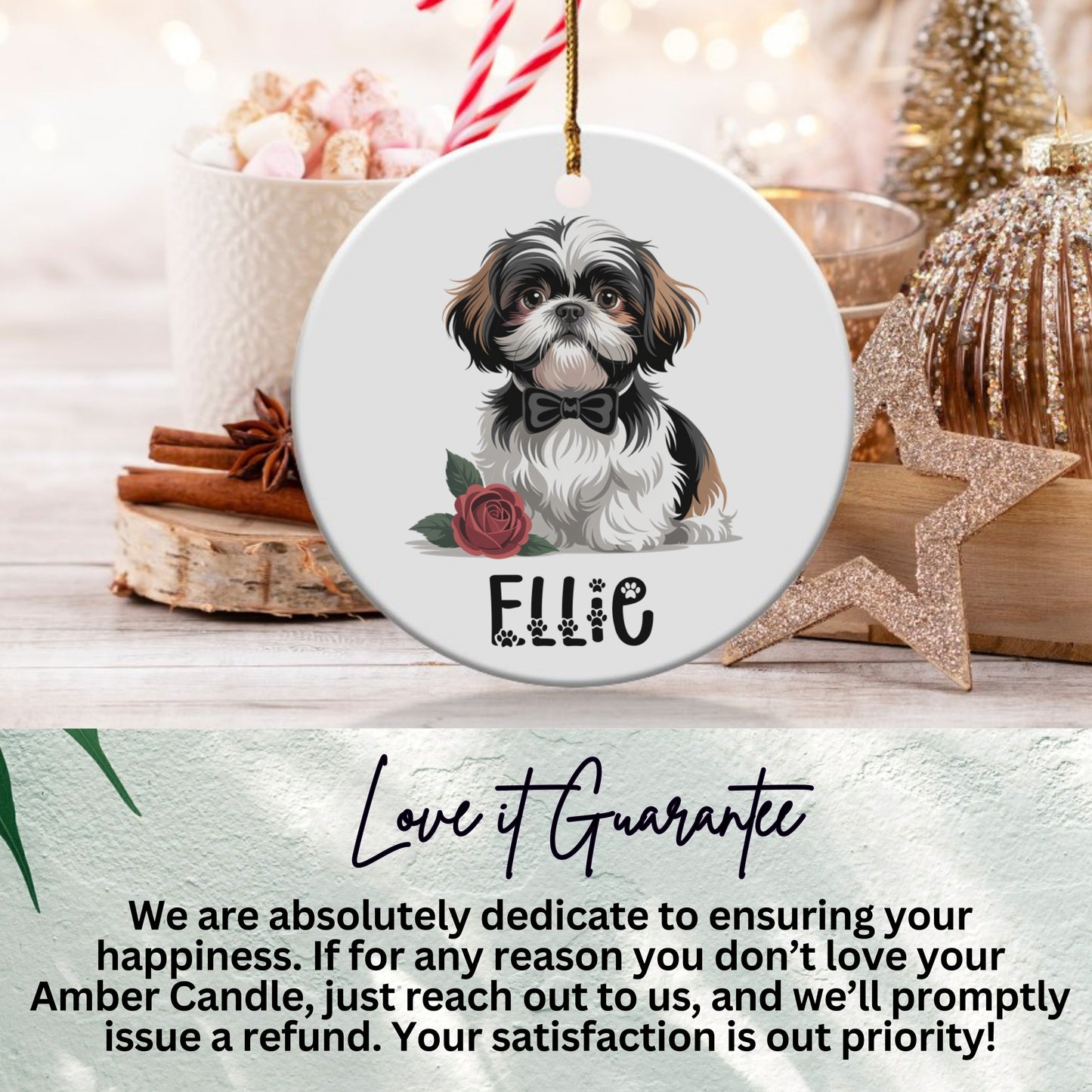 Customized Dog Illustration Round Ornament product