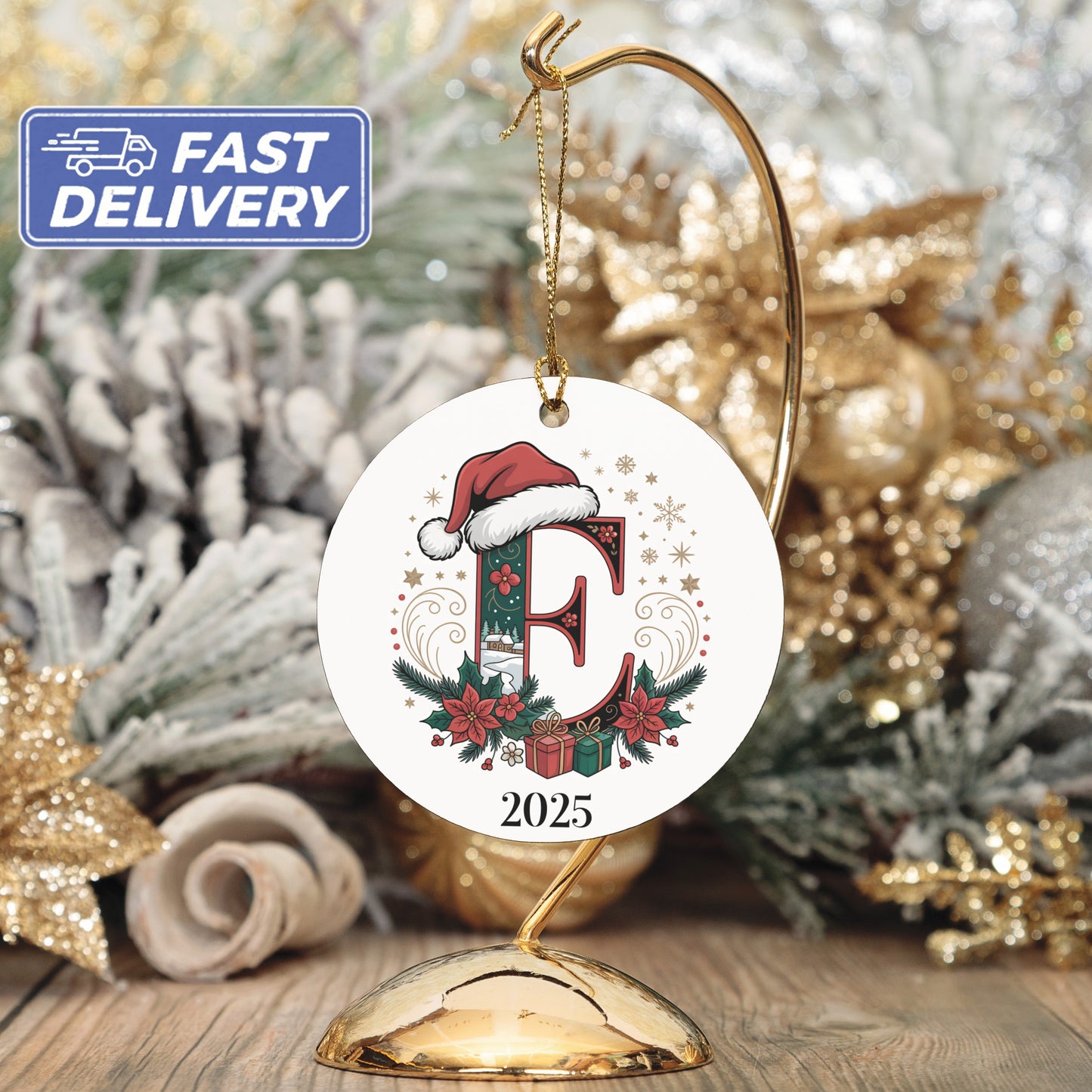 Personalized Christmas Ornament with Santa Hat product