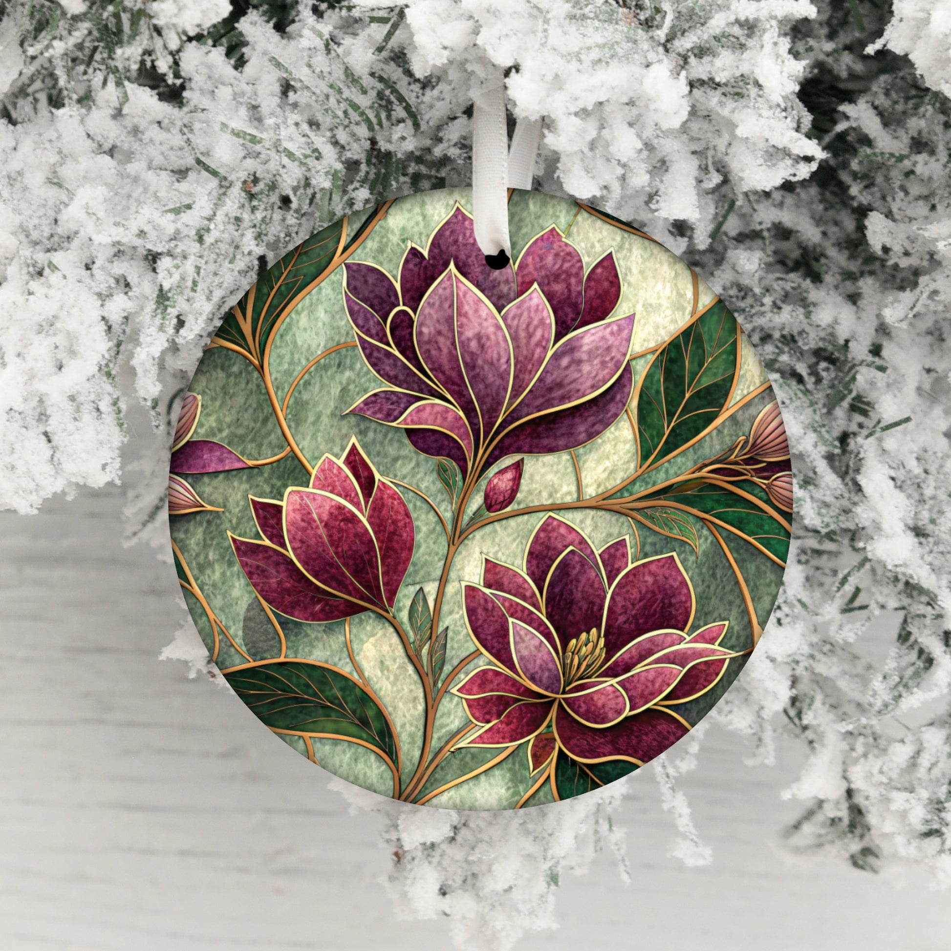 Elegant Floral Pattern Christmas Ornament Holiday Decor