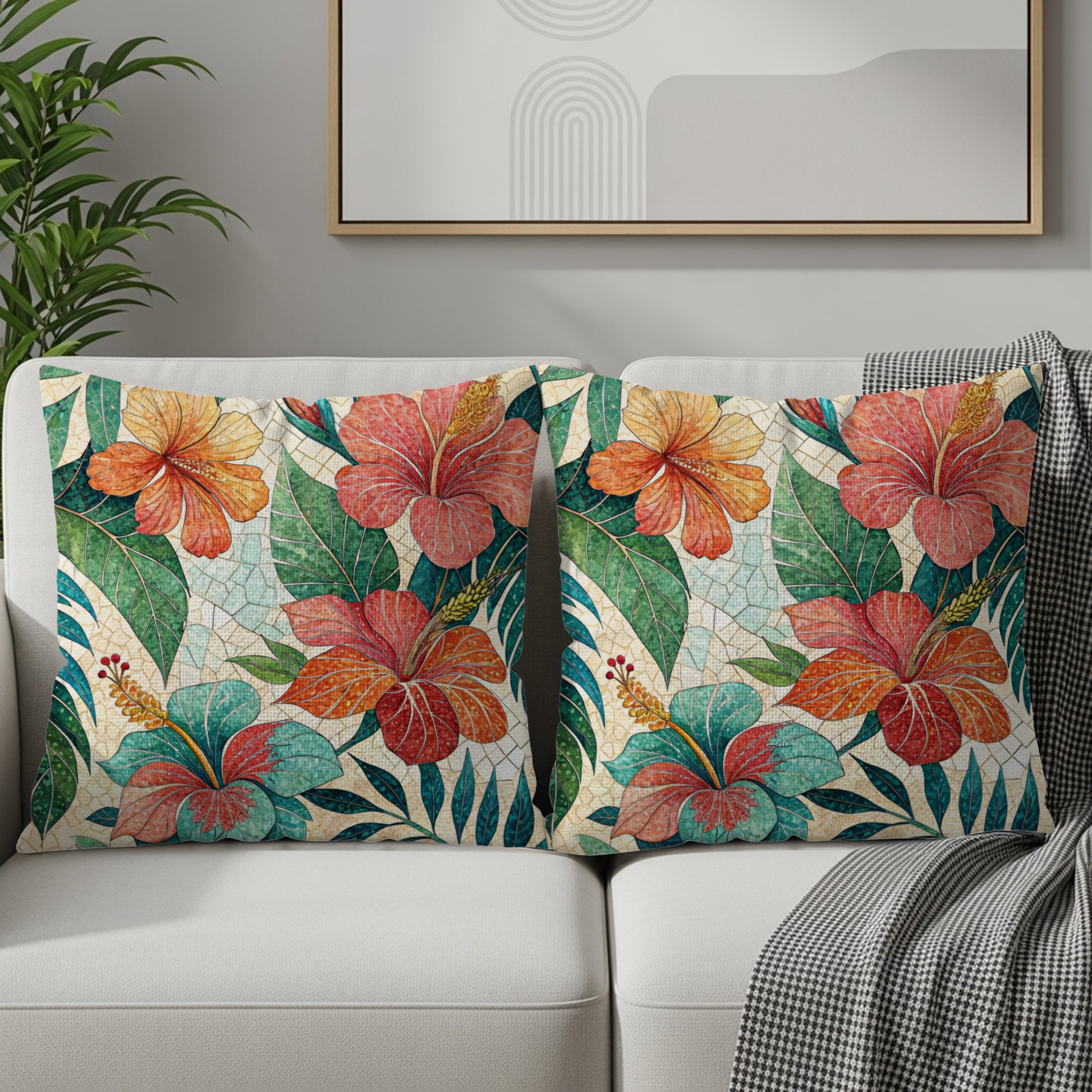 Vibrant Tropical Floral Decorative Pillow Covers