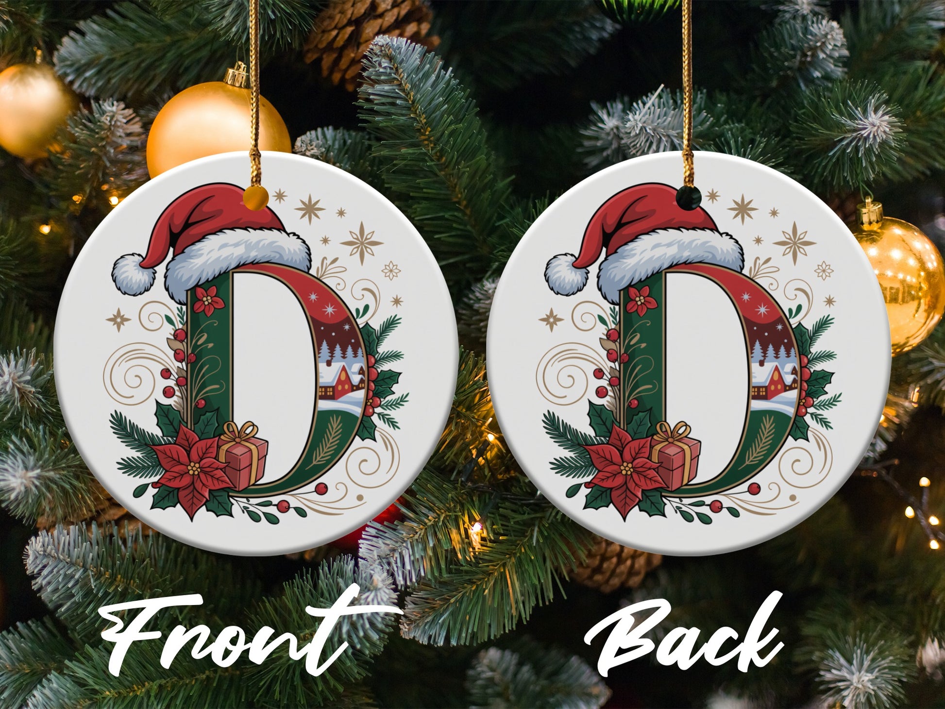 Festive D Initial Christmas Tree Ornament product type