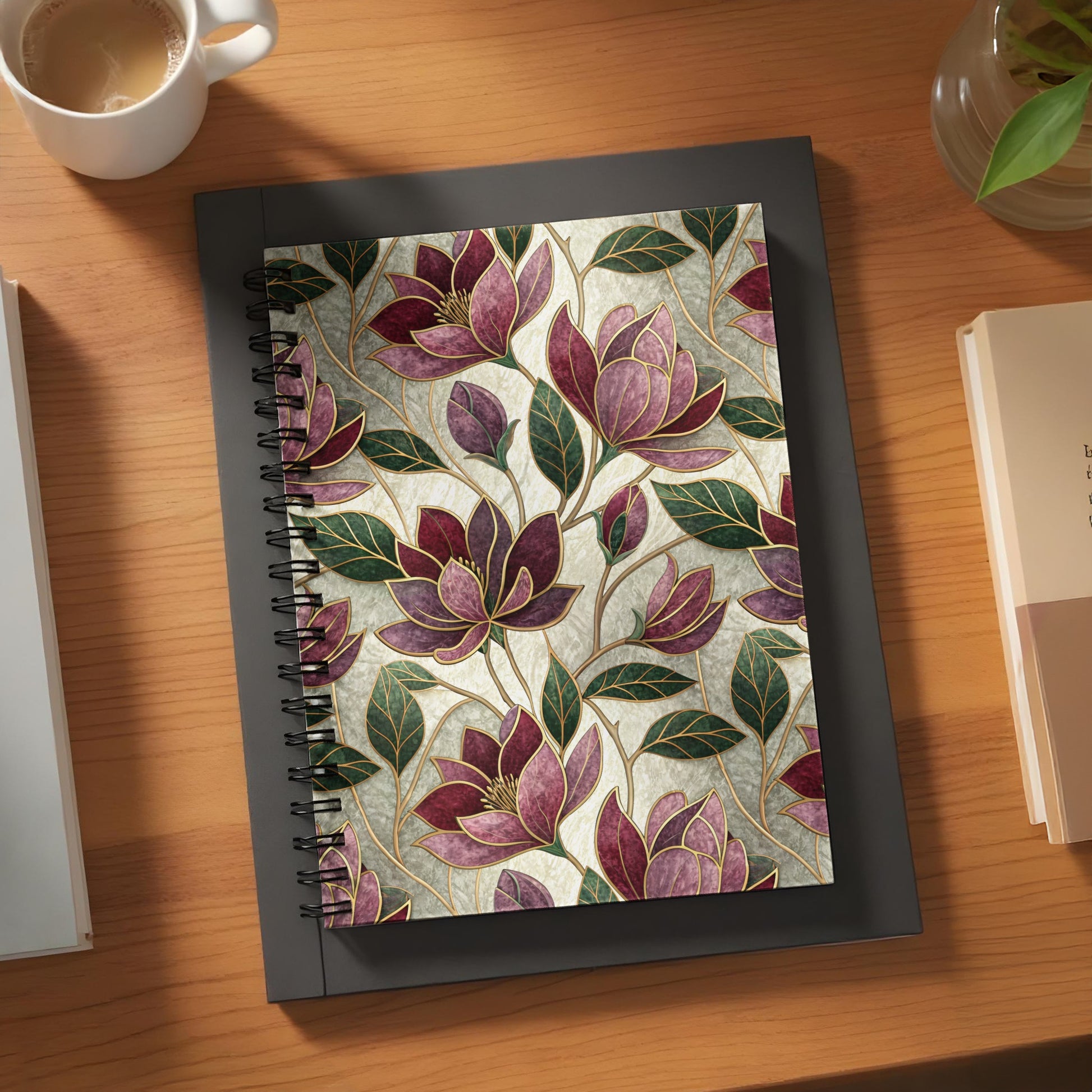 Artistic Floral Design Spiral Notebook with Vibrant Colors