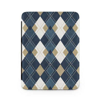 Elegant Blue and Beige Argyle Patterned Cover