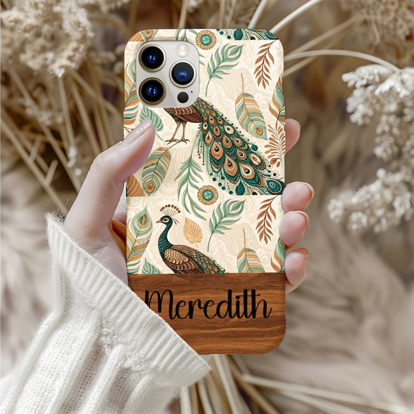 Custom Peacock Design Phone Case with Meredith