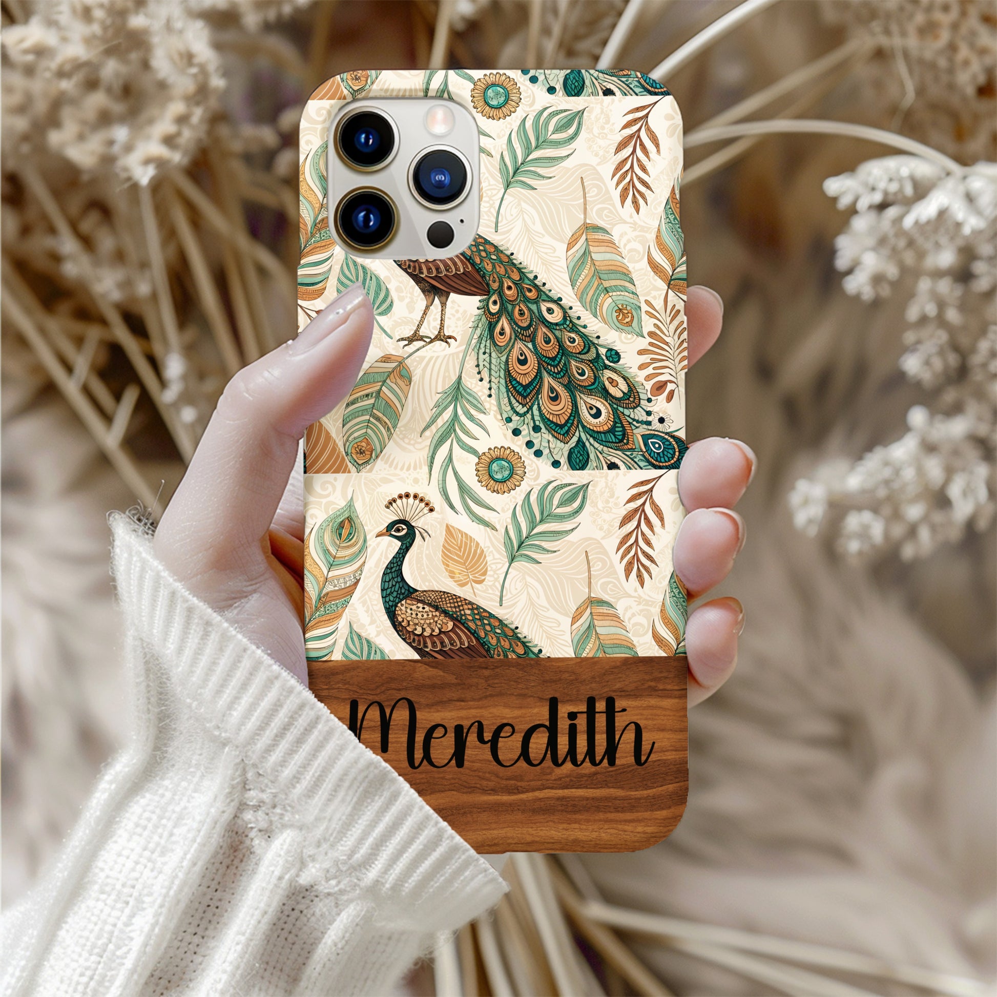 Custom Peacock Design Phone Case with Meredith