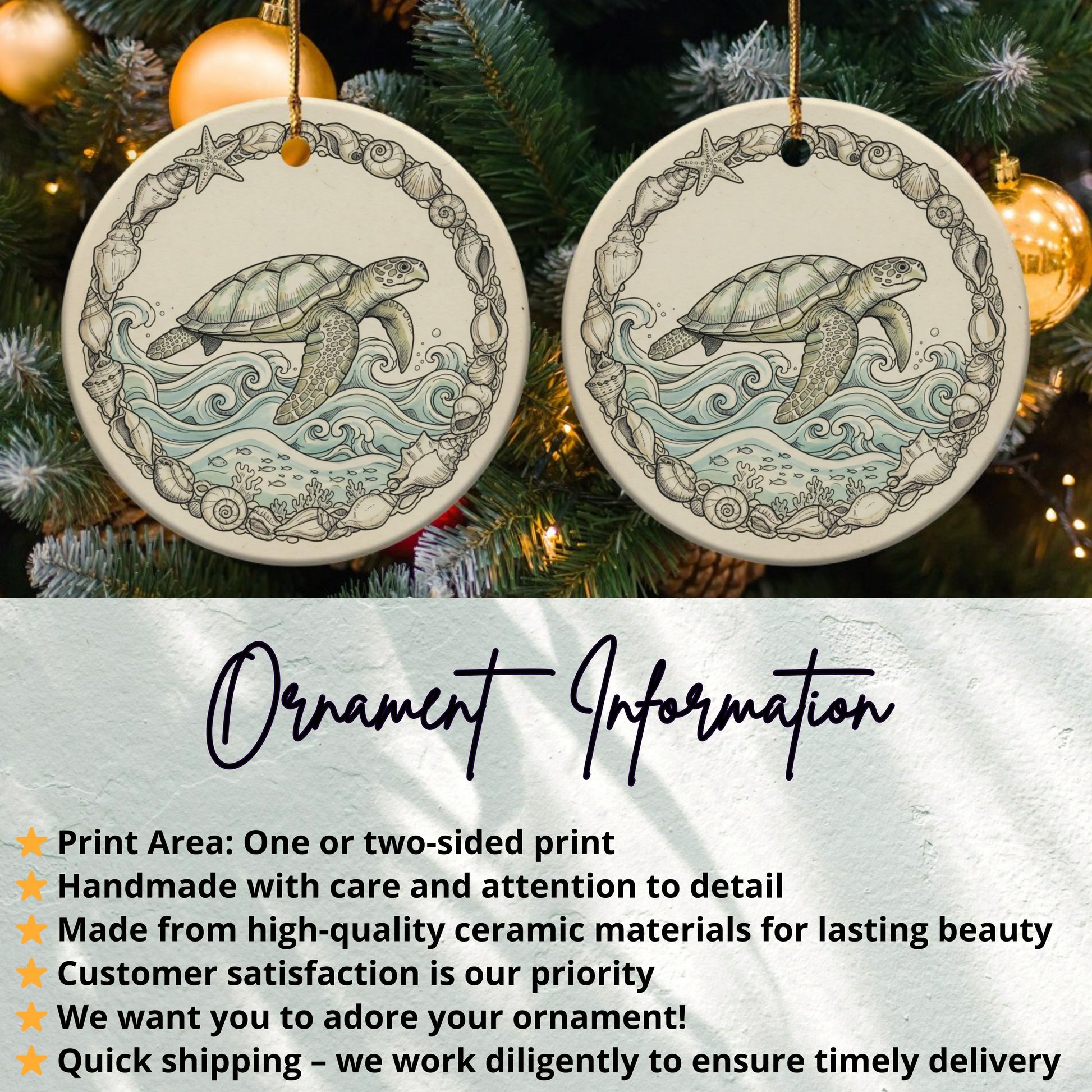 Turtle and Ocean Design Ornament product