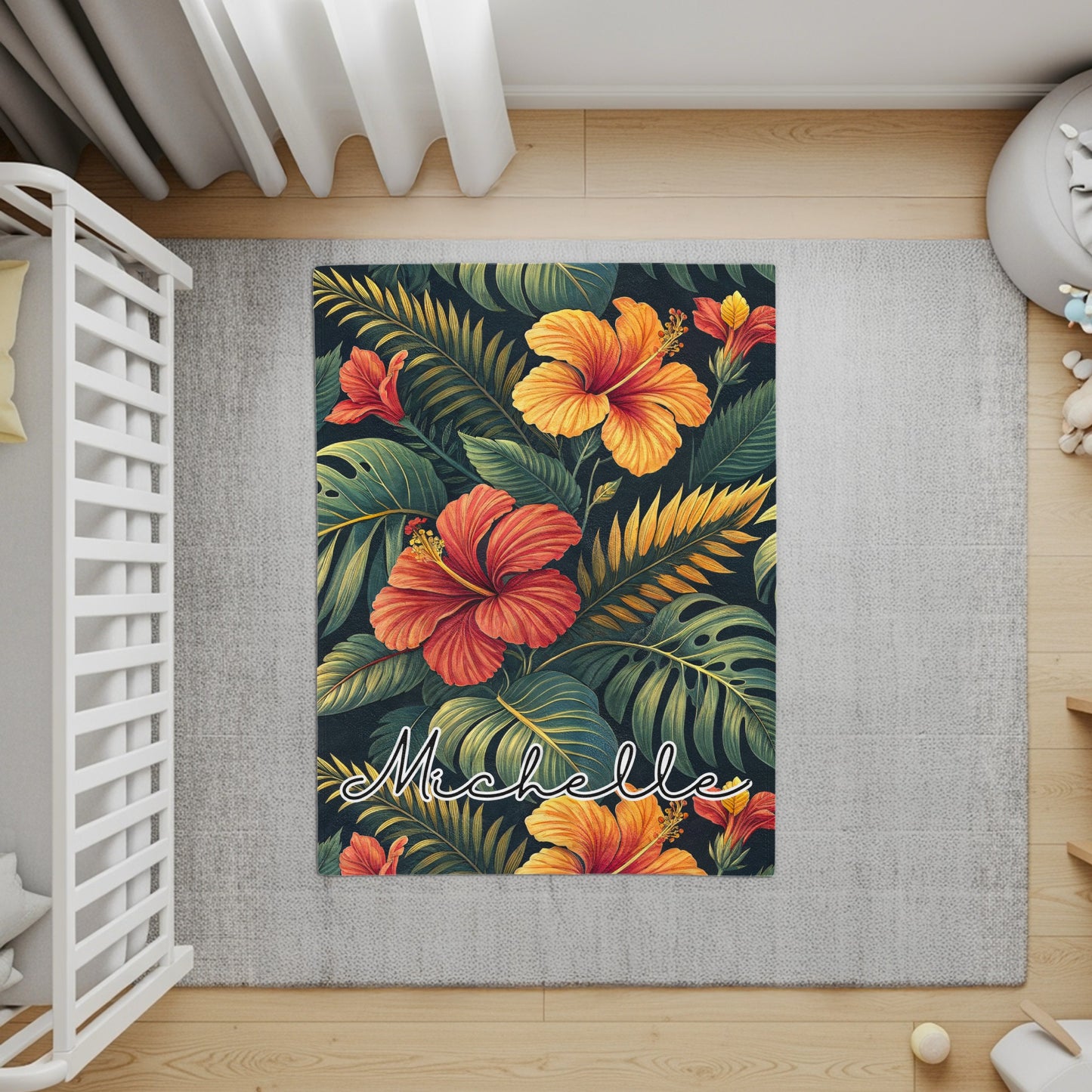 Tropical Floral with Custom Name Personalized Blanket - Walk Greener