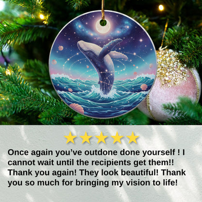 Majestic Whale Galaxy Scene Holiday Ornament product
