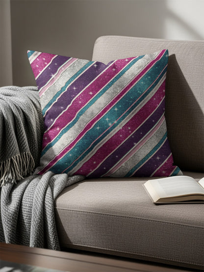 Galaxy Stripes Throw Pillow with Bold Colors Design