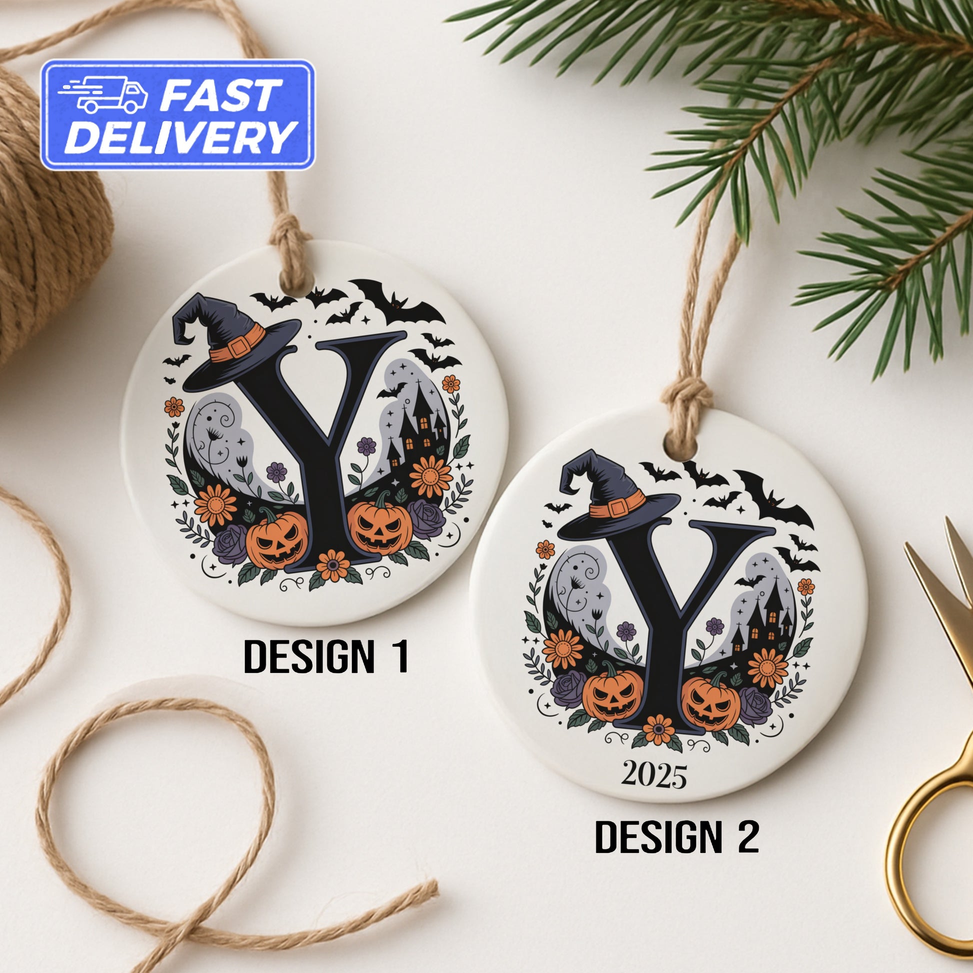Halloween Themed Monogram Hanging Ornament Product