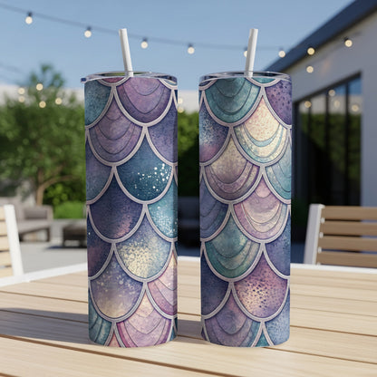 Watercolor Pastel Mermaid Scales Pattern Design Tumbler - Walk Greener