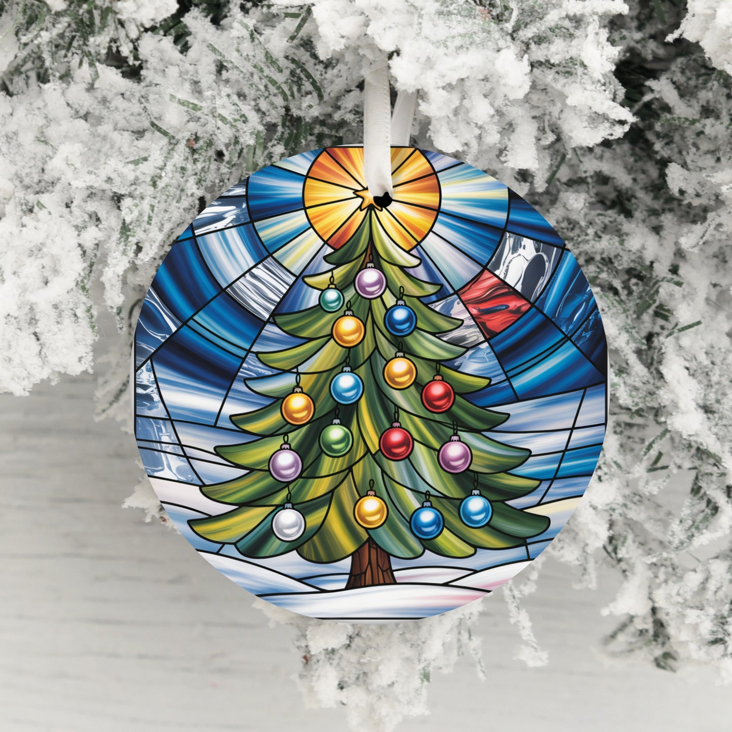 Stained Glass Christmas Tree Ornament with Baubles product