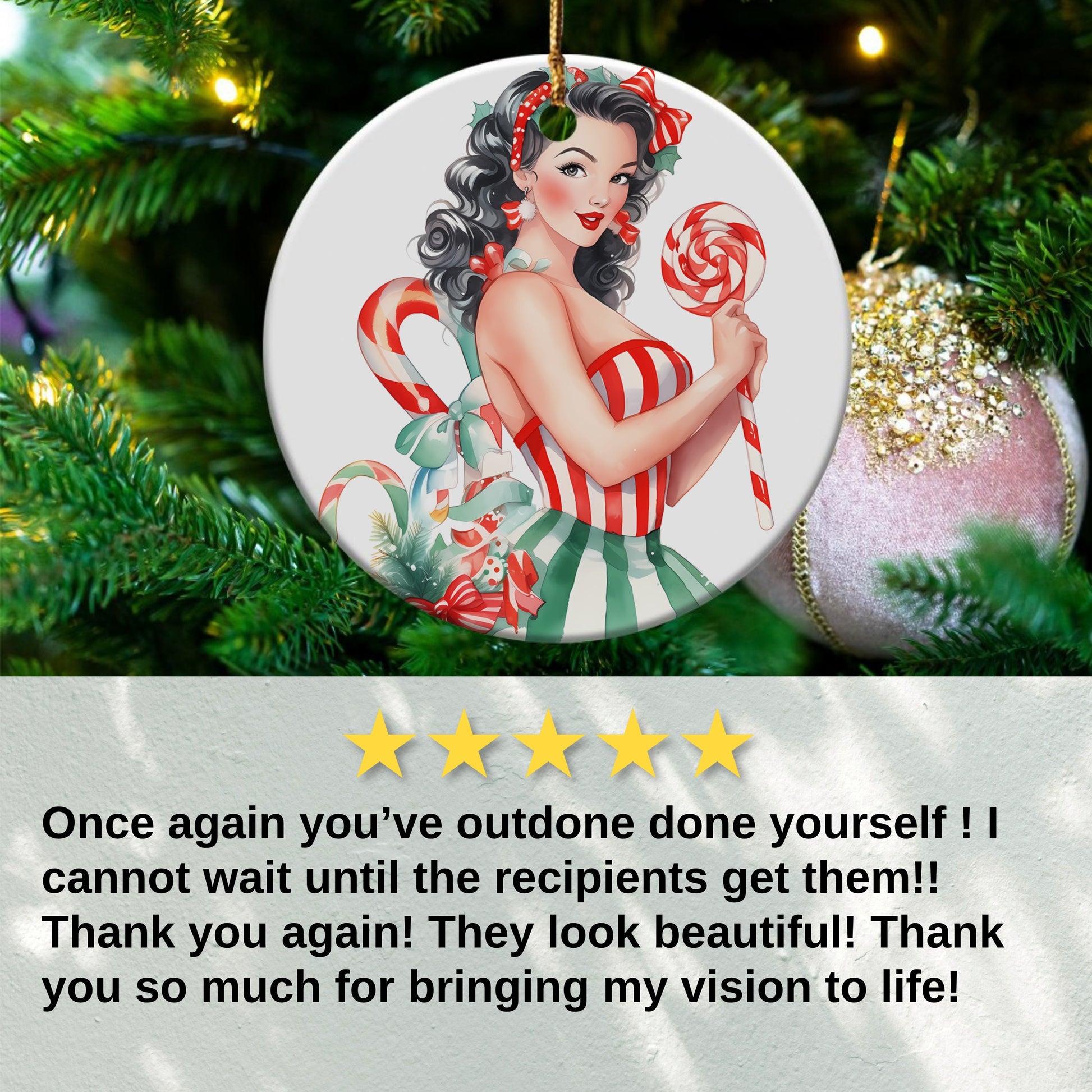 Vintage Holiday Ornament with Retro Pin-Up product type