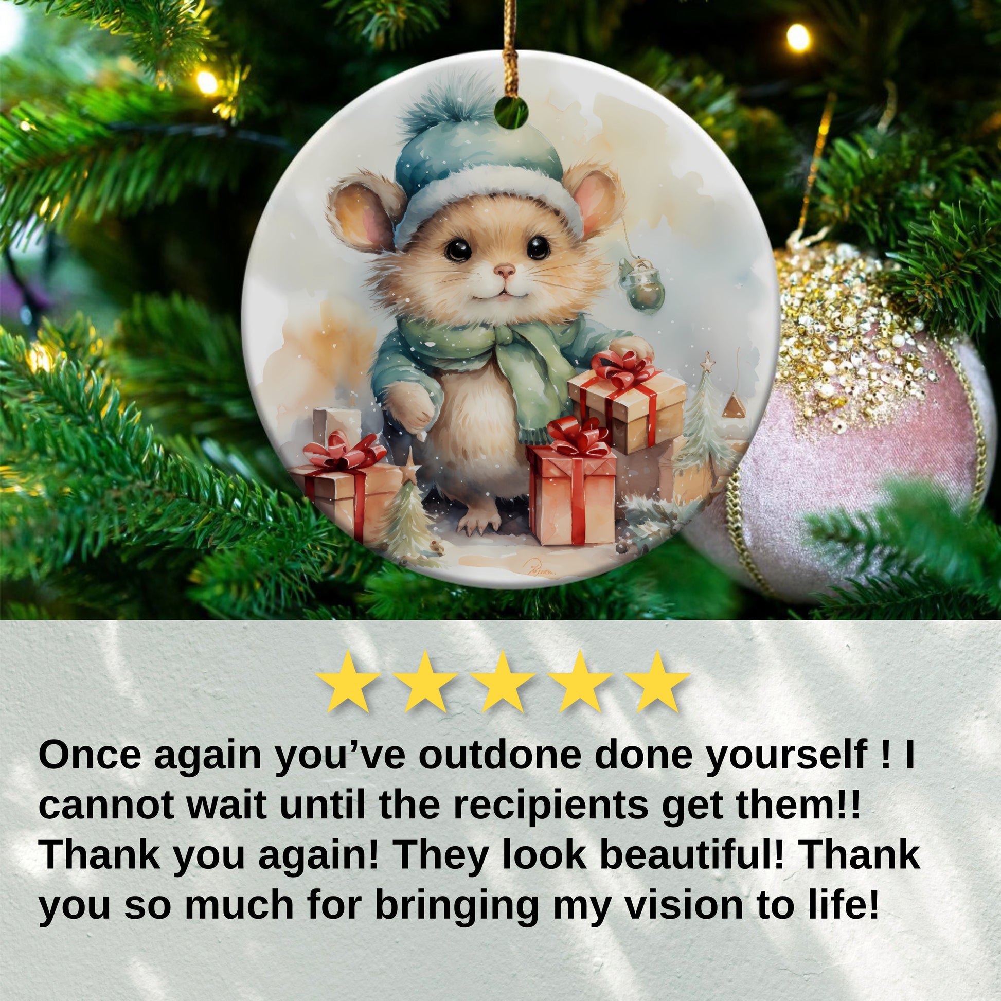 Festive Christmas Mouse Ornament Holiday Decoration product