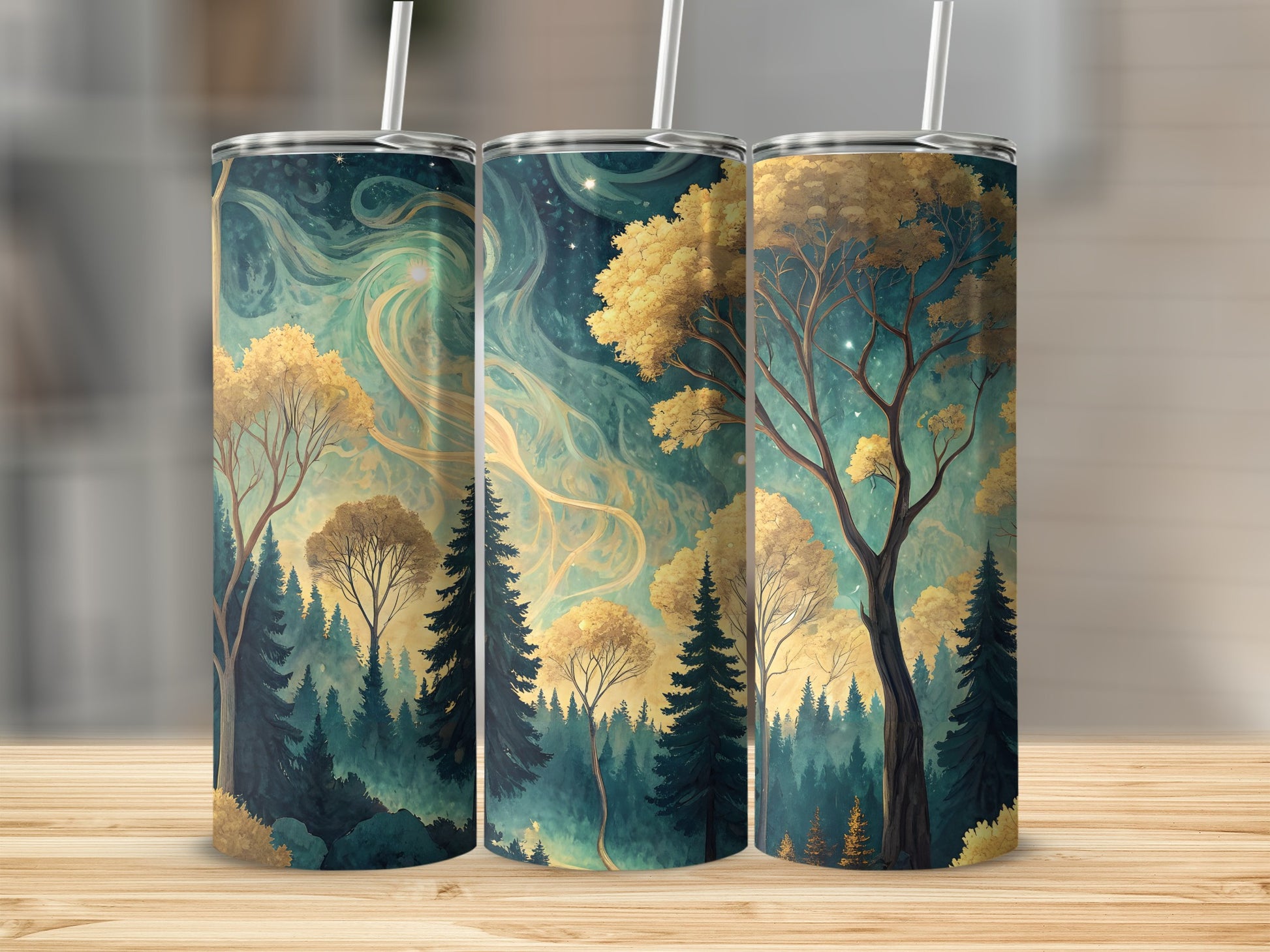 Enchanting Forest Scenic Design Tumbler Collection