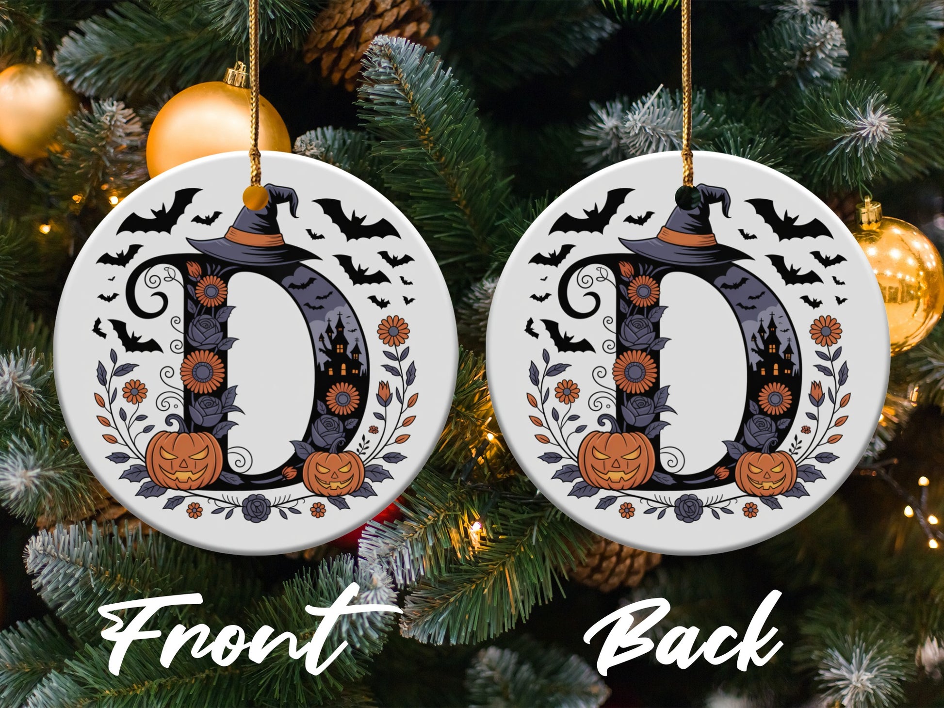 Halloween Witch D Letter Personalized Ornament product