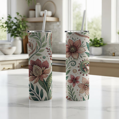 Floral Garden Paisley Design Perfect 20 oz Skinny Tumbler - Walk Greener