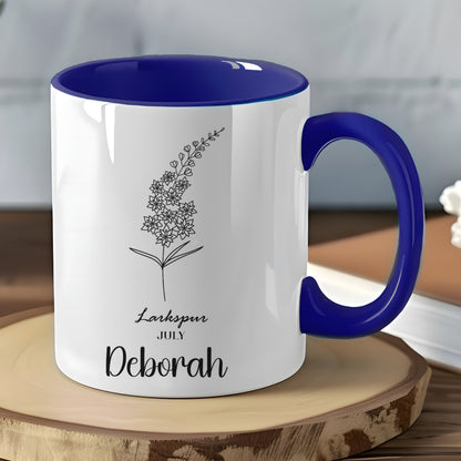 Personalized Deborah July Larkspur Flower Mug for Gift