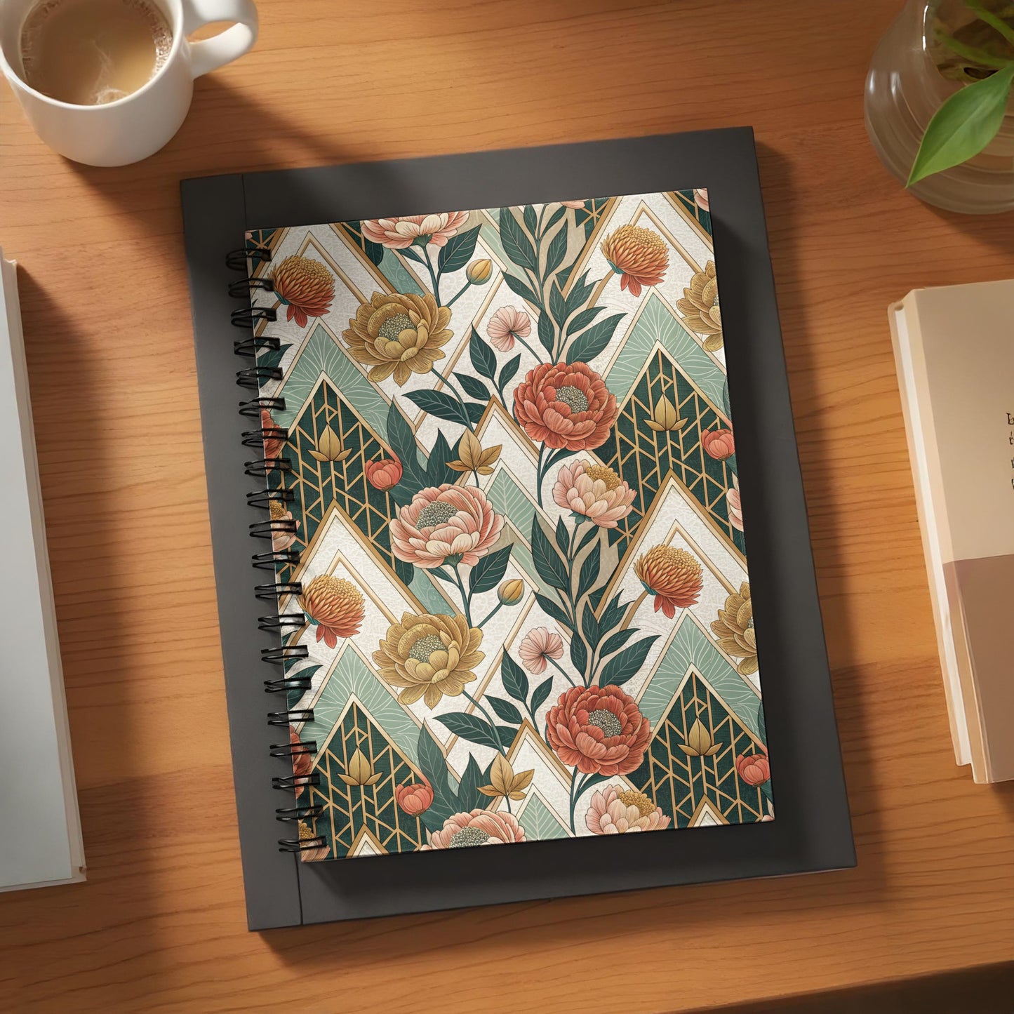 Vintage Botanical Floral Pattern Spiral Notebook