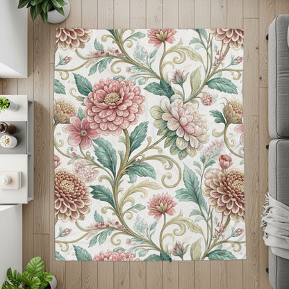 Floral Vintage Pattern with Swirls and Dalias Design - Walk Greener