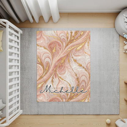 Rose Gold Marble Custom Name Personalized Unique Blanket - Walk Greener