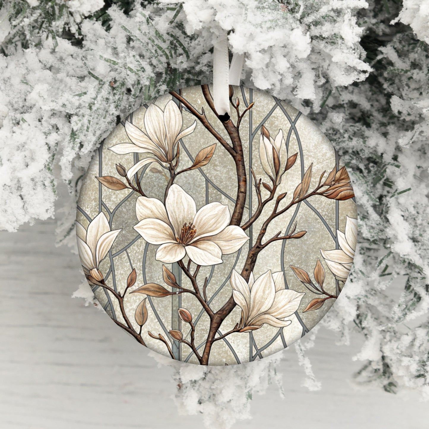 Elegant Floral Design Hanging Ornament for Winter Decor