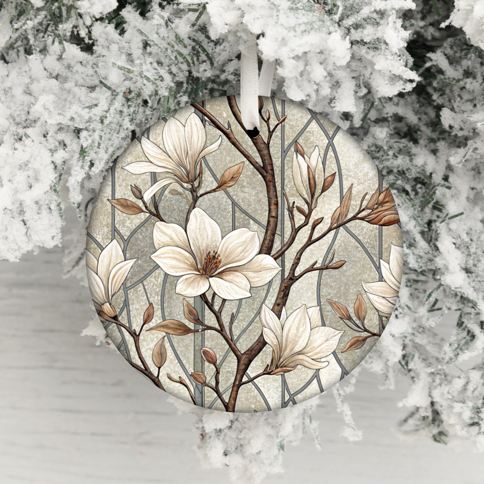Elegant Floral Design Hanging Ornament for Winter Decor