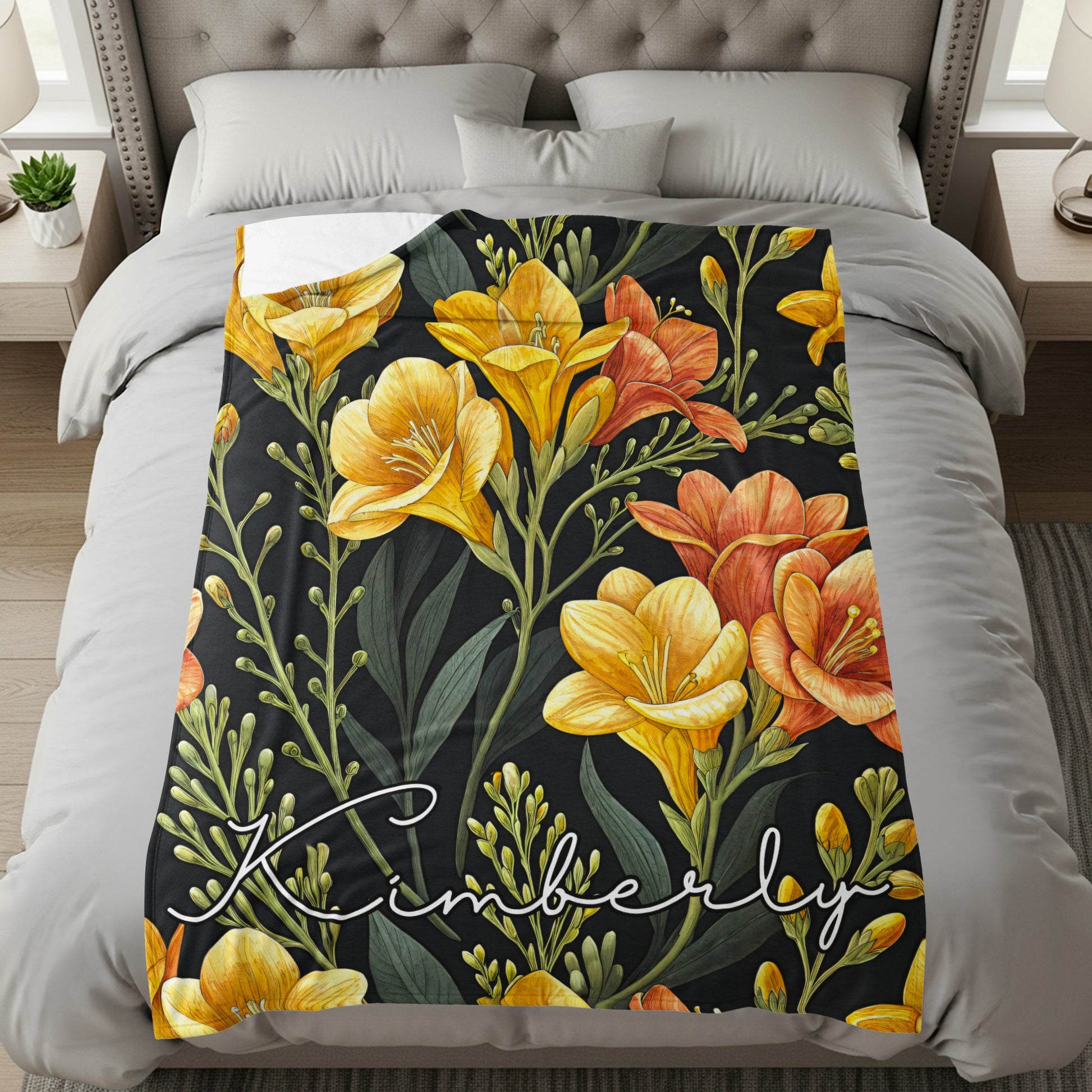 Floral Custom Name Design Perfect Gifts Custom Blanket - Walk Greener