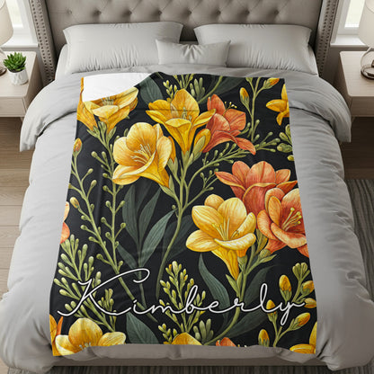 Floral Custom Name Design Perfect Gifts Custom Blanket - Walk Greener