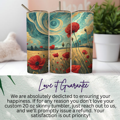 Custom 20 oz Skinny Tumbler with Colorful Floral Design