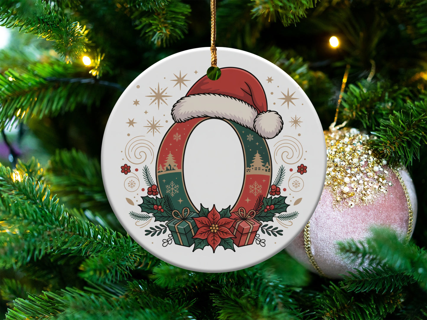 Festive Christmas Monogrammed Ornament Holiday Product