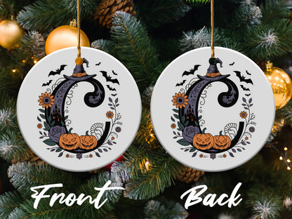 Halloween Witch Hat Pumpkins and Bats Ornament product type